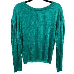 We the Free Womens XS Milan Green Crushed Velvet Oversized Sweatshirt Y2K Grunge